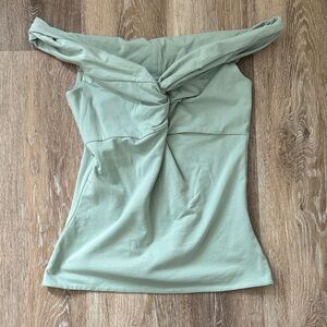 Aritzia Original Contour Twist Front Off-Shoulder Tank Top - Terrace Sage, M